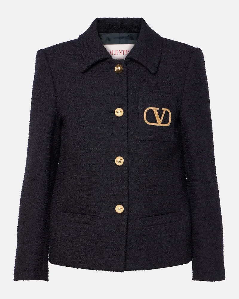 Valentino Garavani Jacke VLogo Signature aus Tweed Blau