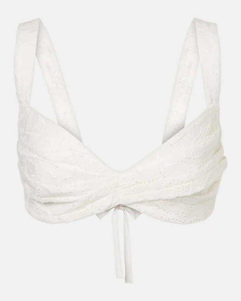 Zimmermann Besticktes Bralette Crush aus Leinen Weiß