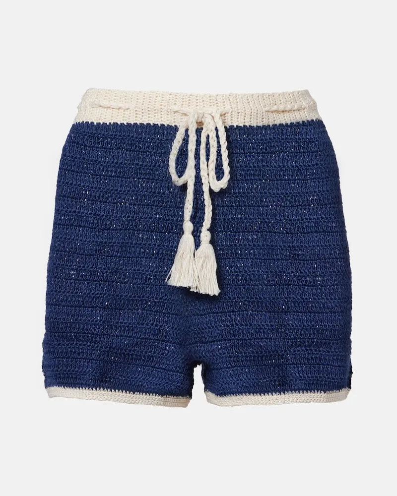 Anna Kosturova Shorts aus Häkelstrick Blau