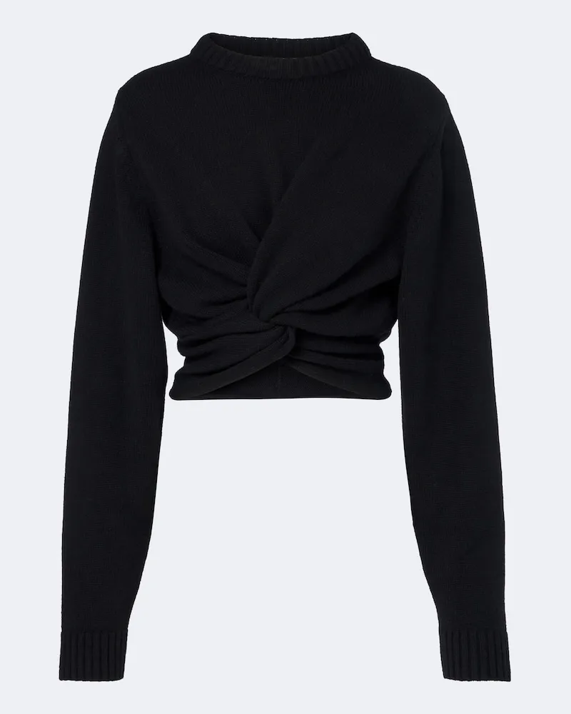 Balenciaga Cropped Pullover aus Wolle Schwarz
