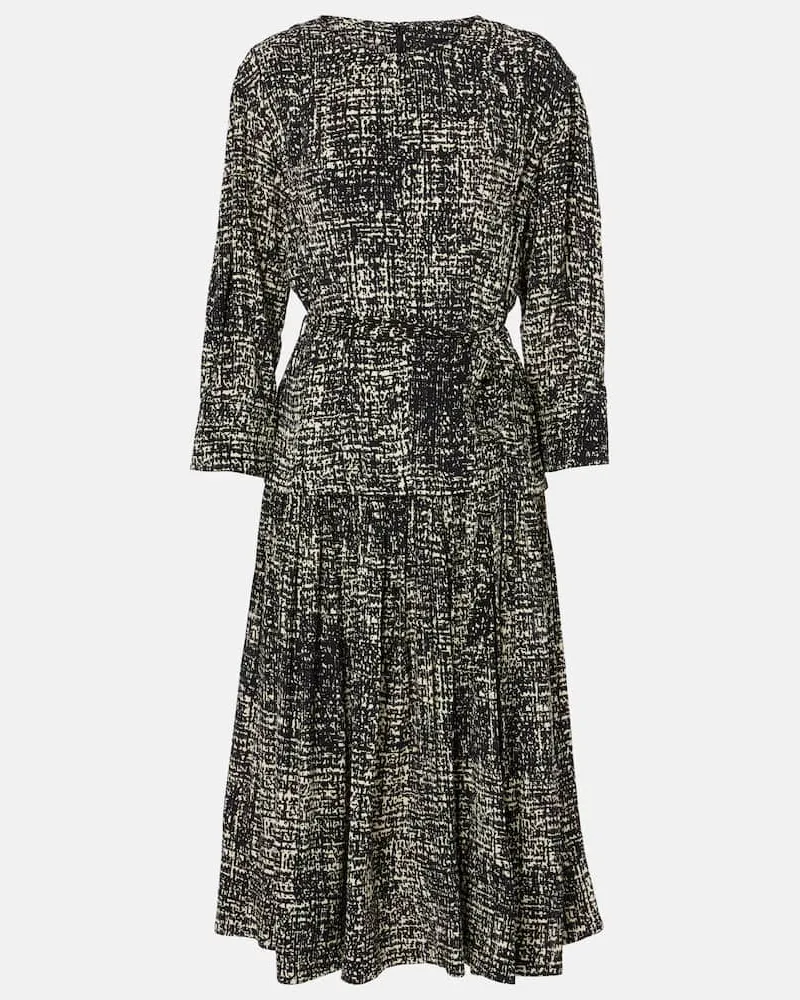 Proenza Schouler Bedrucktes Midikleid Harlow aus Crêpe Schwarz