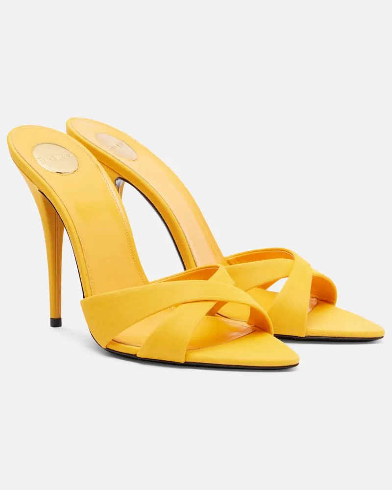 Saint Laurent Pantoletten Kirat aus Satin Gelb