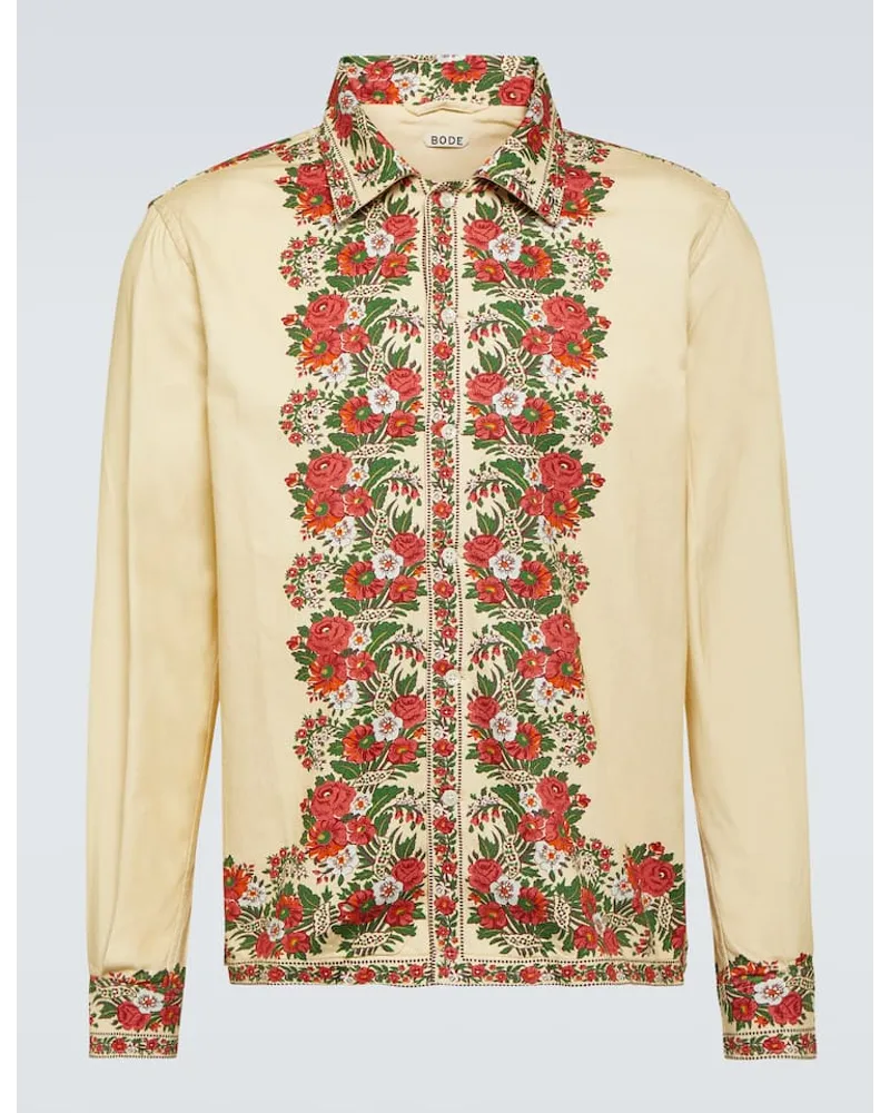 BODE Hemd Winter Bouquet aus Baumwolle Beige