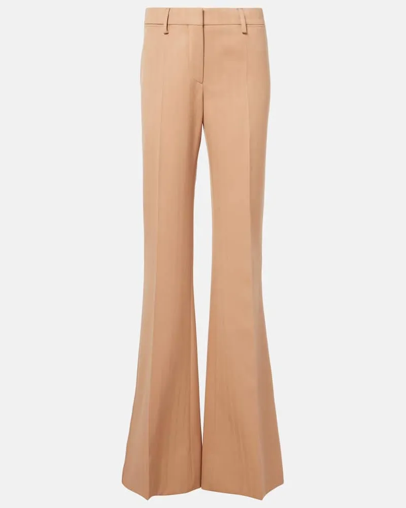 Stella McCartney Low-Rise-Schlaghose aus Wolle Beige