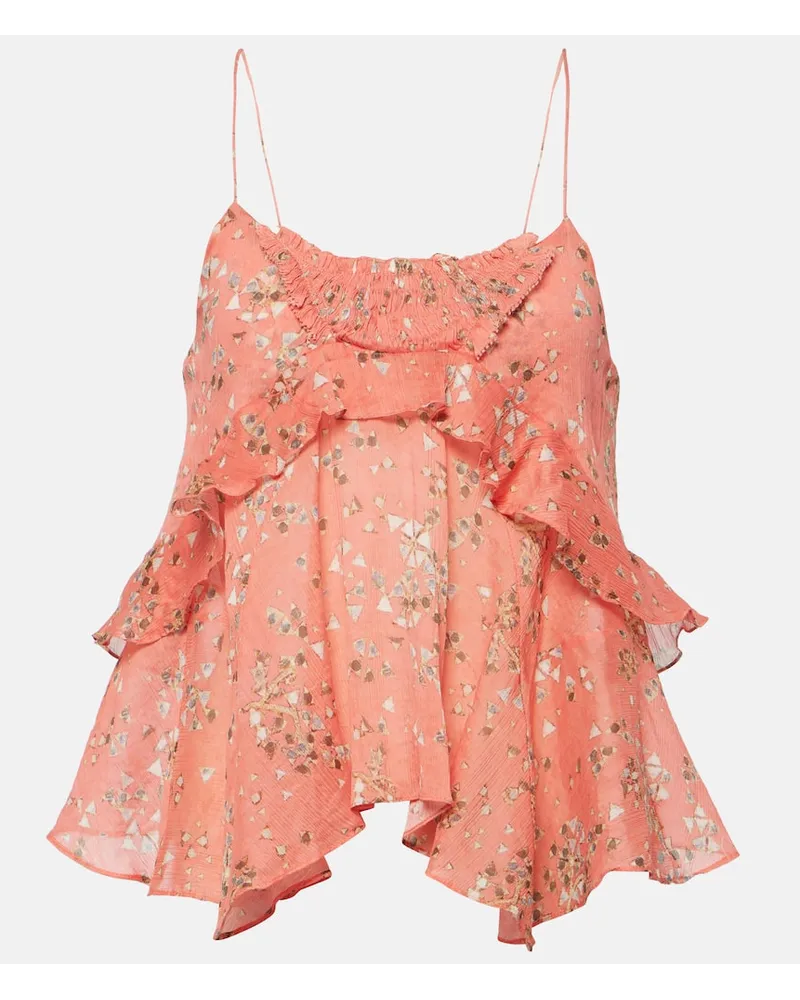 Isabel Marant Bedrucktes Top Anissa aus Baumwolle und Seide Pink