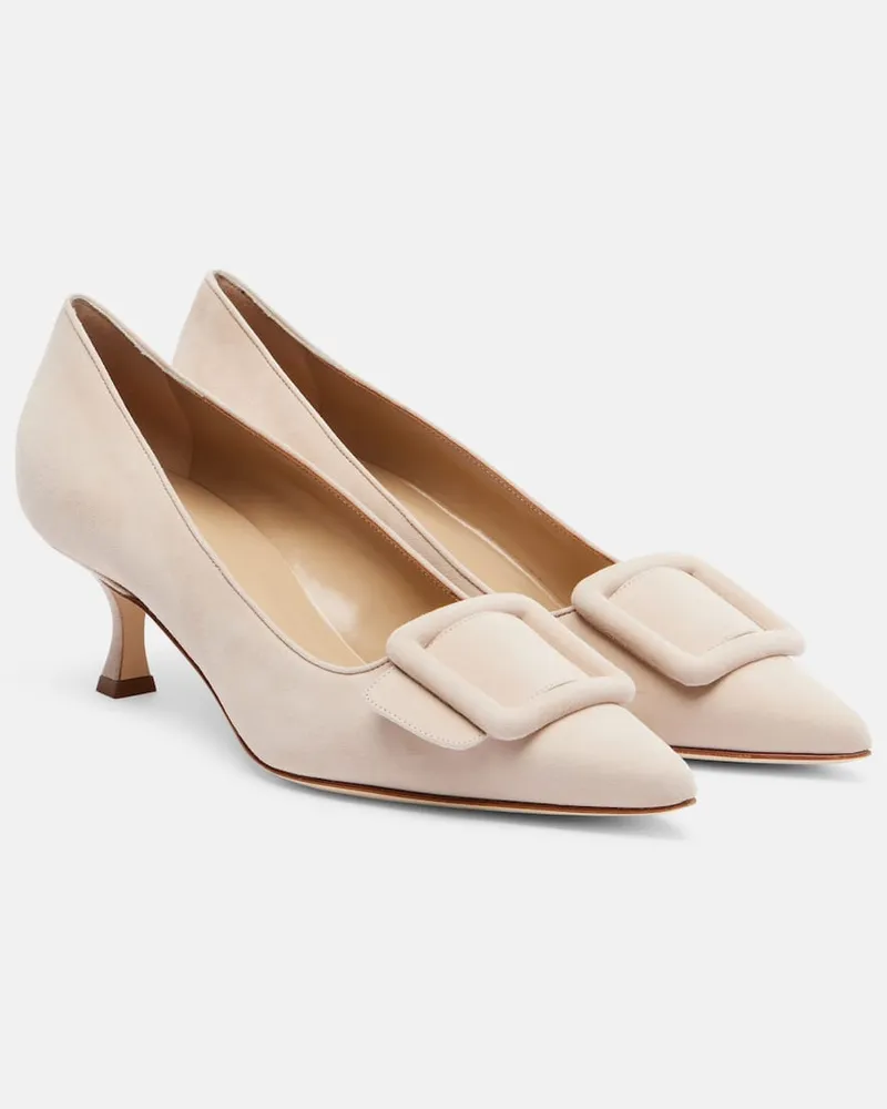 Manolo Blahnik Pumps Maysale 50 aus Veloursleder Beige