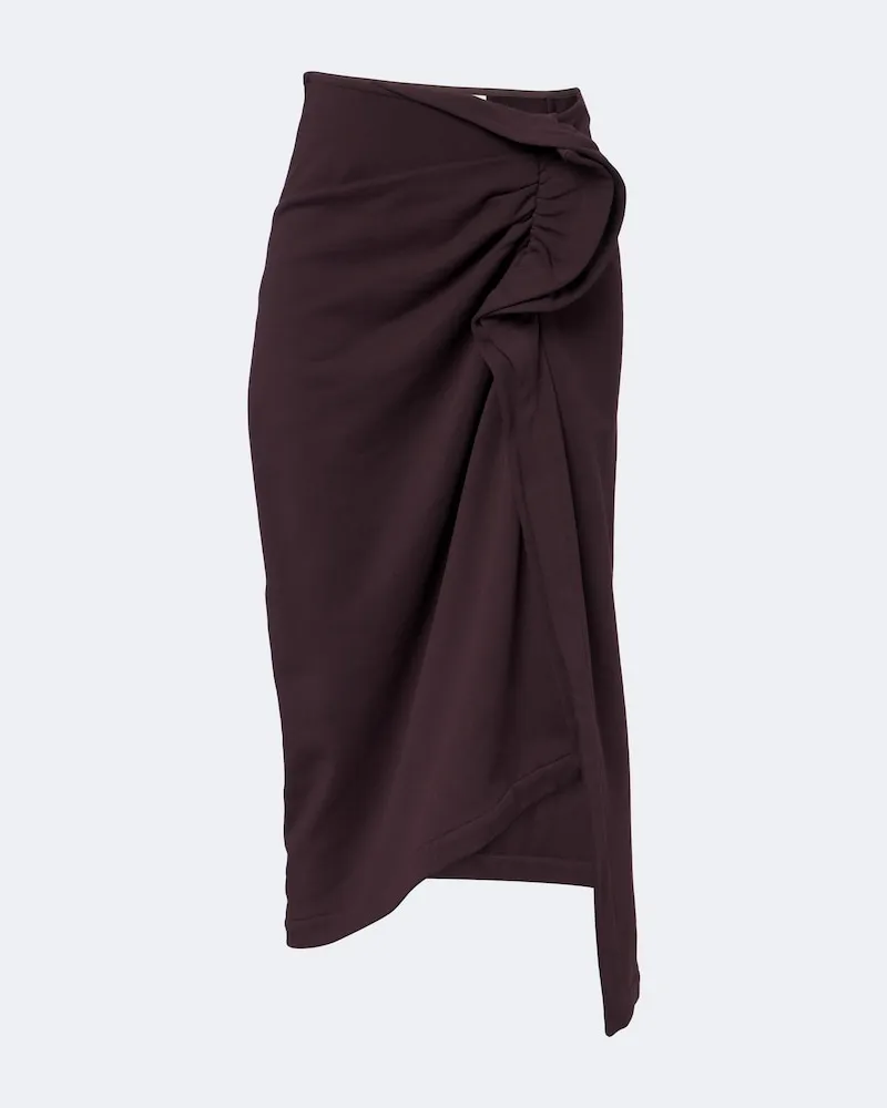 Dries van Noten Midirock aus Baumwoll-Jersey Burgunderrot