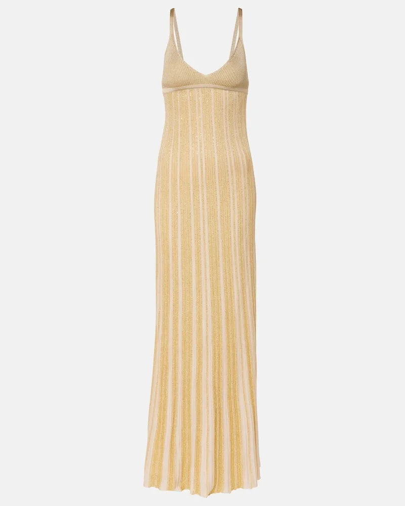 Missoni Maxikleid aus Häkelstrick mit Pailletten Gold