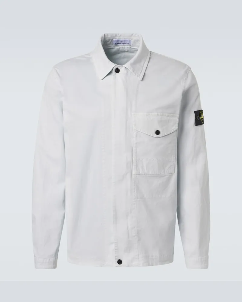 Stone Island Hemdjacke Compass aus Baumwolle Blau