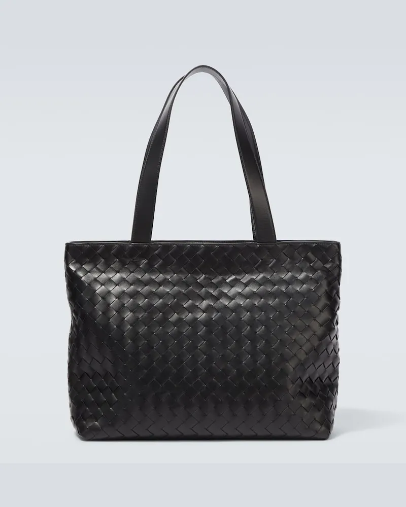 Bottega Veneta Tote Bag Intrecciato Small aus Leder Schwarz