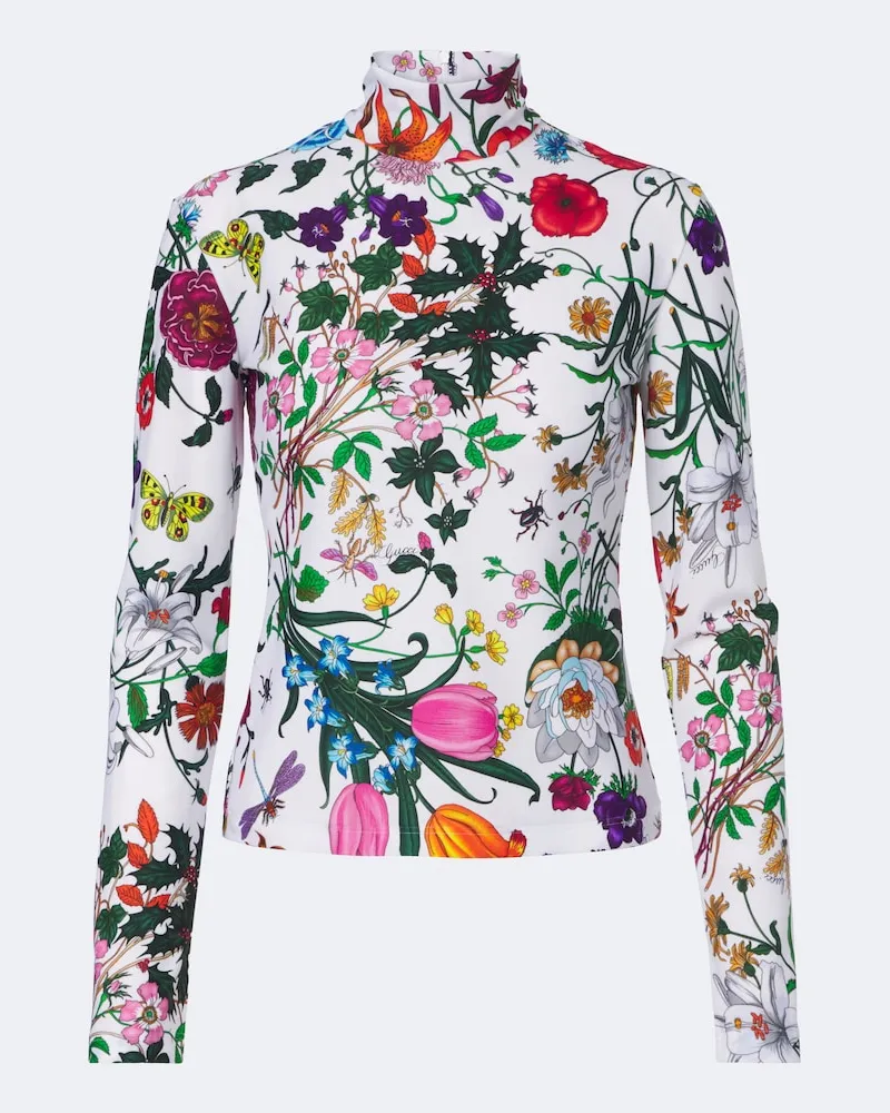 Gucci Bedrucktes Top Gucci Flora aus Jersey Multicolor