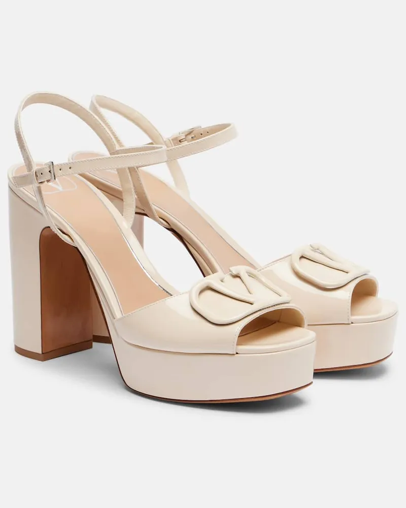 Valentino Garavani Plateausandalen Vlogo Signature 115 aus Leder Weiß