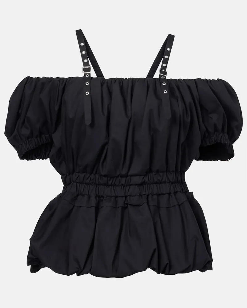 Noir Kei Ninomiya Top aus Baumwollpopeline Schwarz
