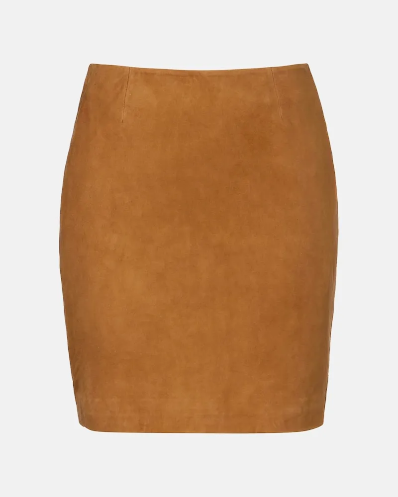 ROTATE Birger Christensen Minirock aus Veloursleder Beige