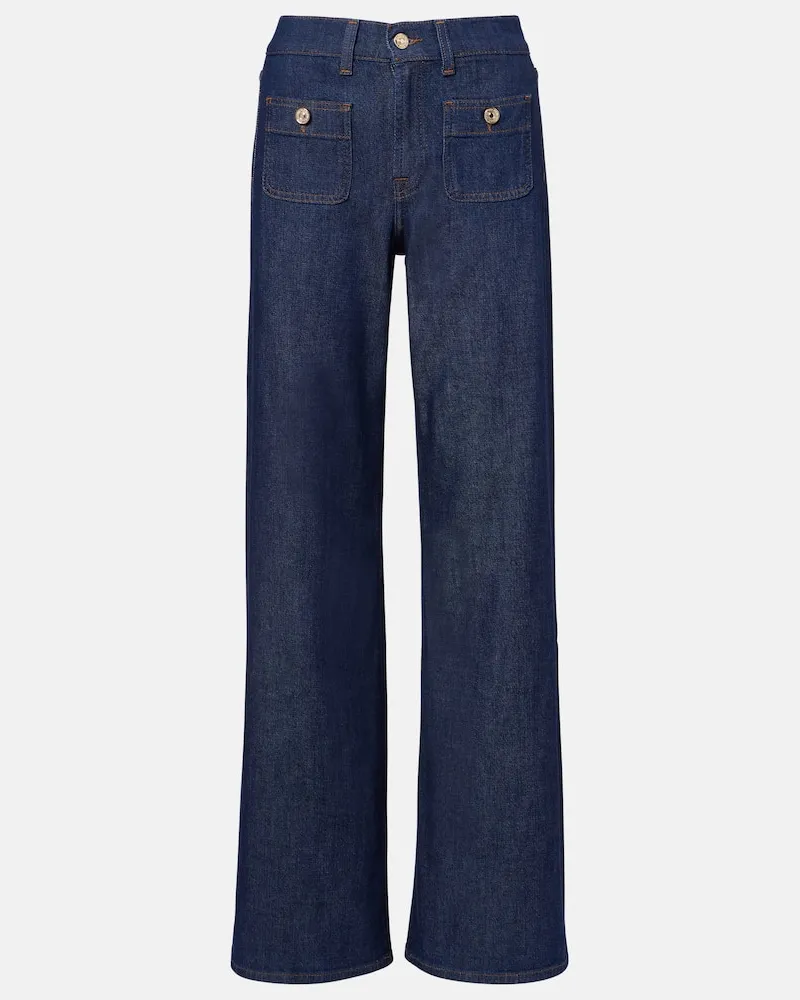 7 for all mankind Mid-Rise Wide-Leg Jeans Lotta Tailorless Blau