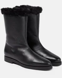 Totême Stiefel aus Leder mit Faux Fur Schwarz