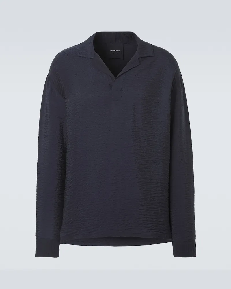 Giorgio Armani Polohemd aus Seersucker Blau