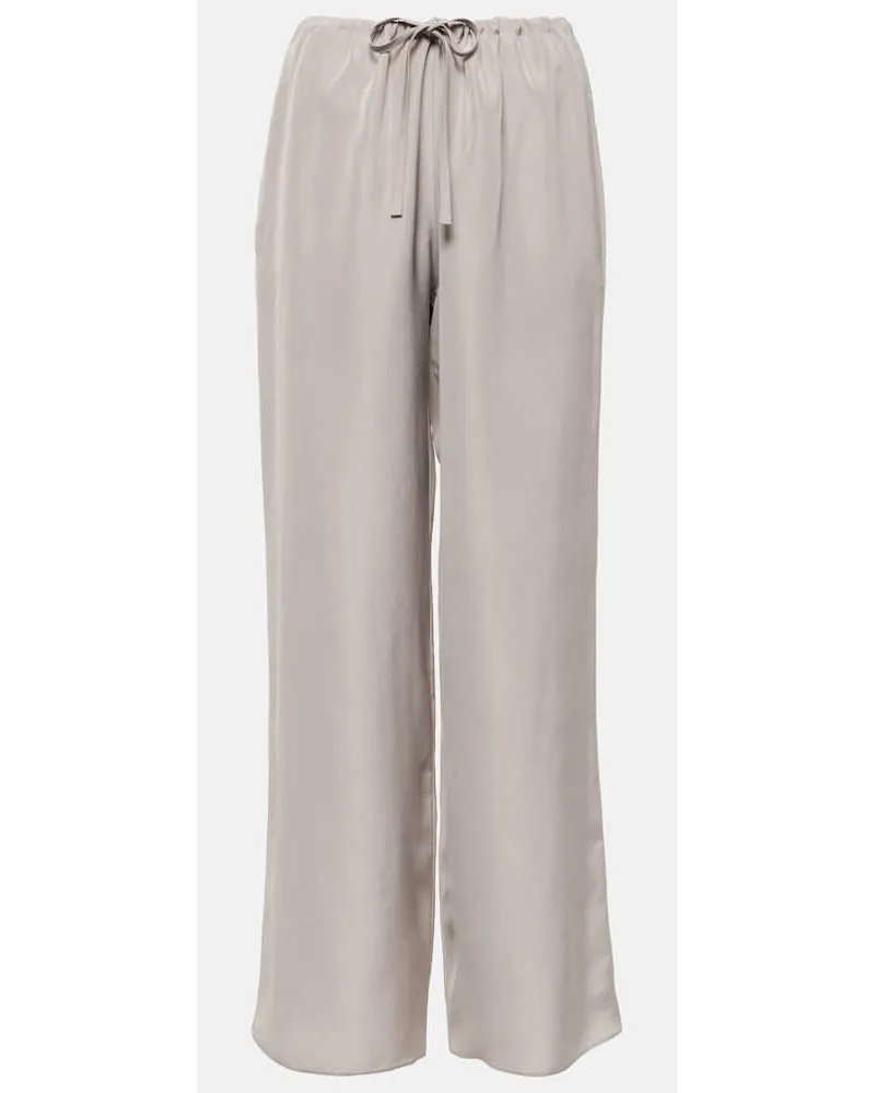 The Row Weite Mid-Rise-Hose Jugi aus Seide Beige