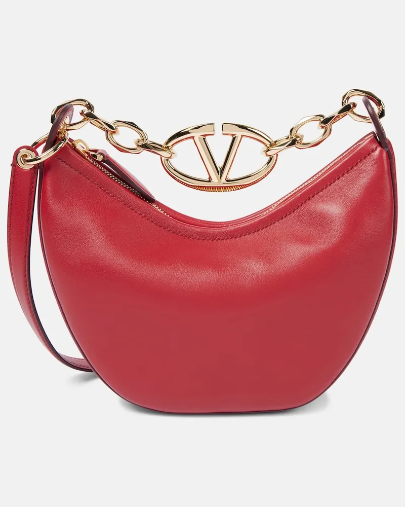 Valentino Garavani Tote VLogo Moon Mini aus Leder Rot