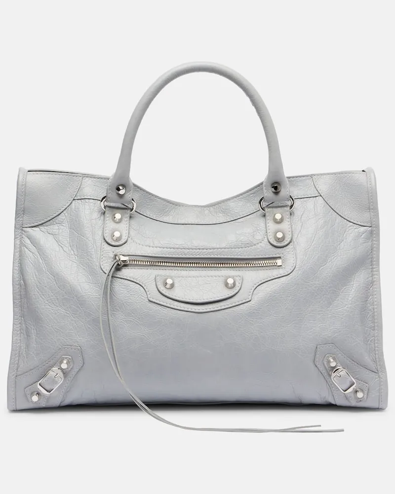 Balenciaga Tote Bag Le City Medium aus Leder Grau