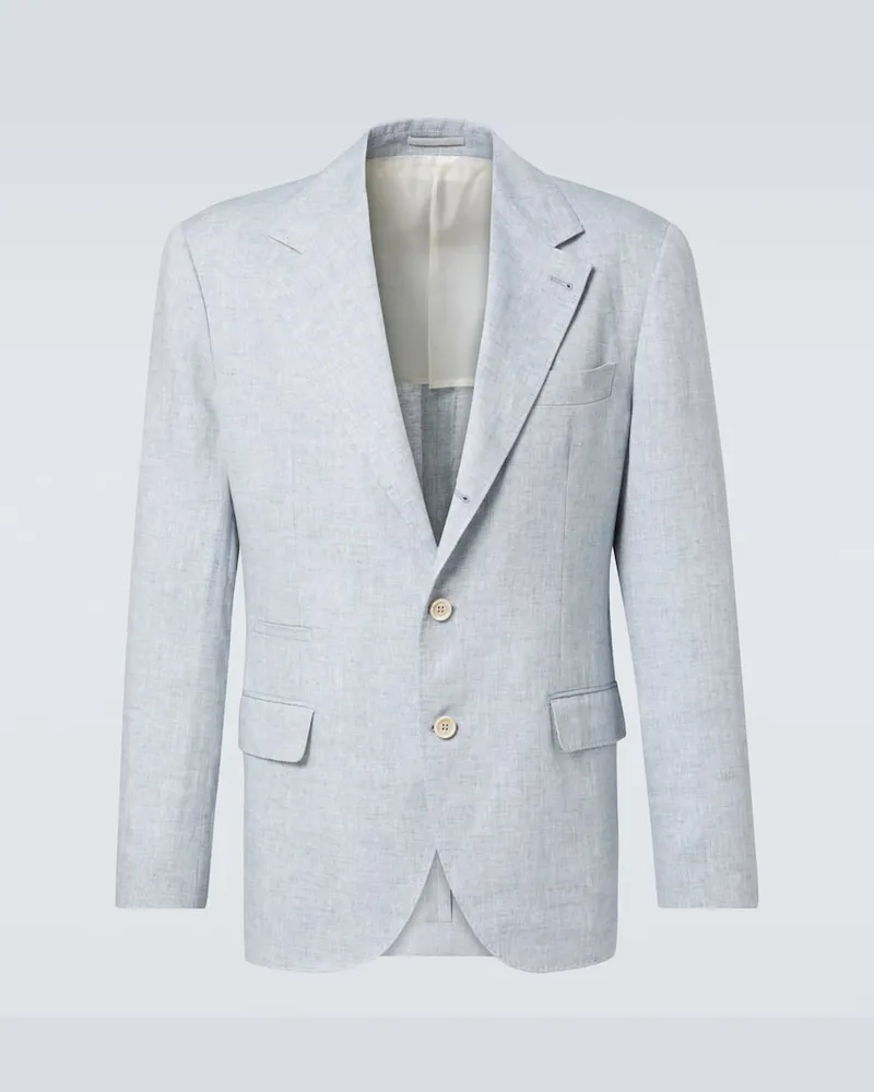Brunello Cucinelli Blazer aus Leinen Blau