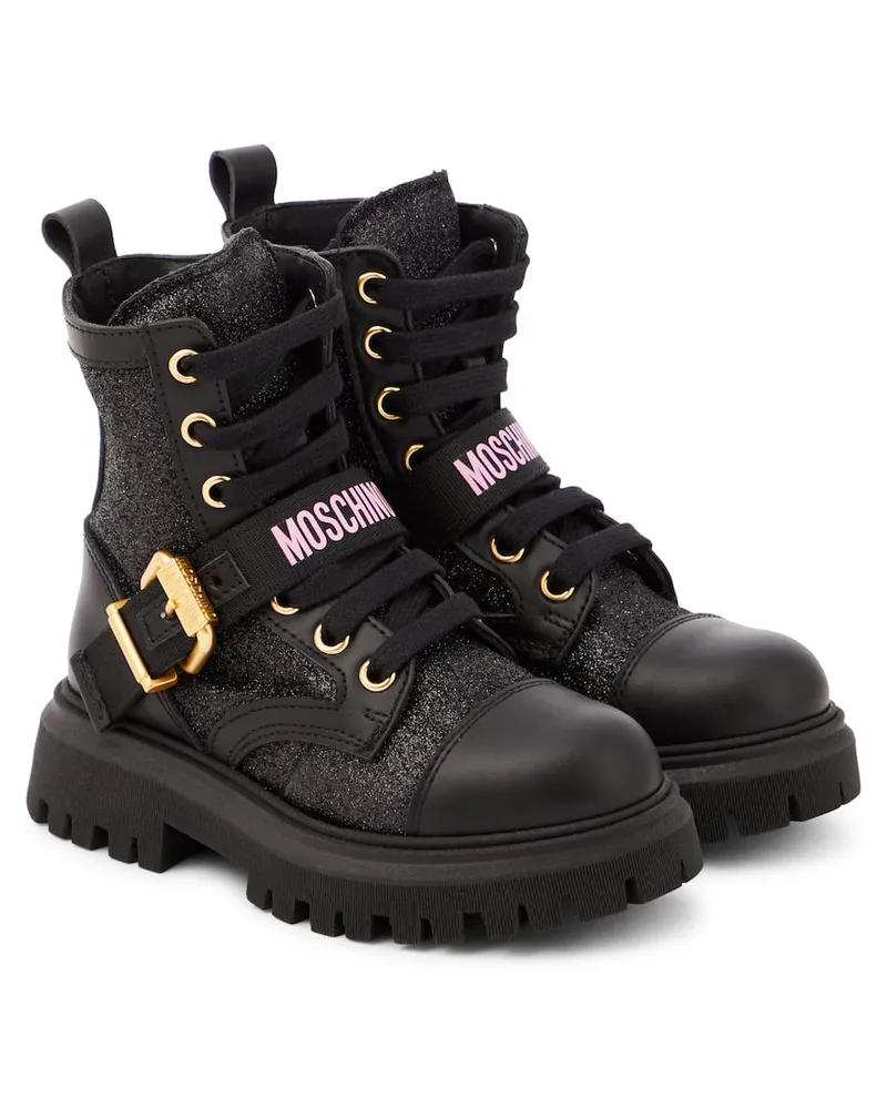 Moschino SchnÃ¼rstiefel mit Leder Schwarz