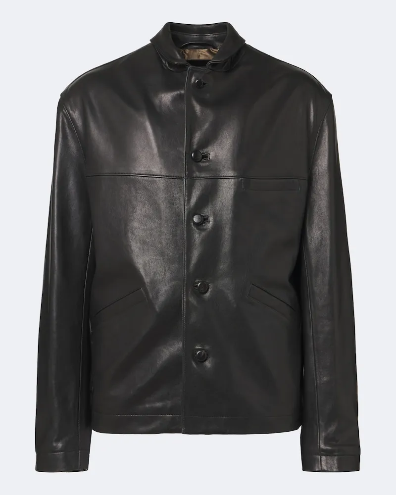 Christophe Lemaire Lederjacke Schwarz
