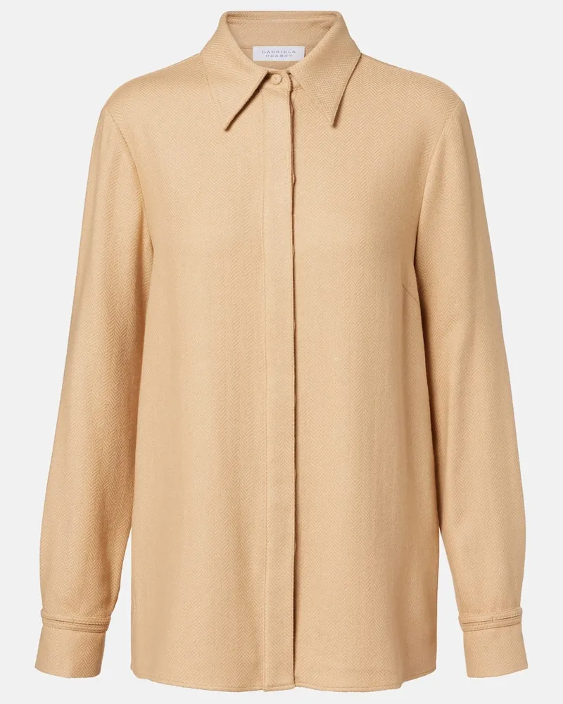 Gabriela Hearst Hemd Cruz aus Kaschmir und Seide Beige