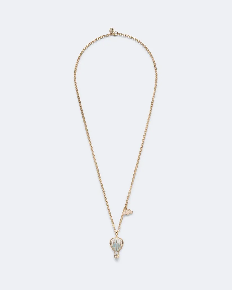 Sydney Evan Halskette Hot Air Balloon and Cloud aus 14kt Gelbgold mit Diamanten und Aquamarin Gold