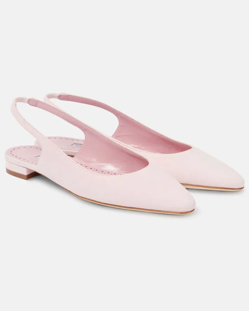 Manolo Blahnik Slingback-Ballerinas Sawra 10 aus Veloursleder Rosa