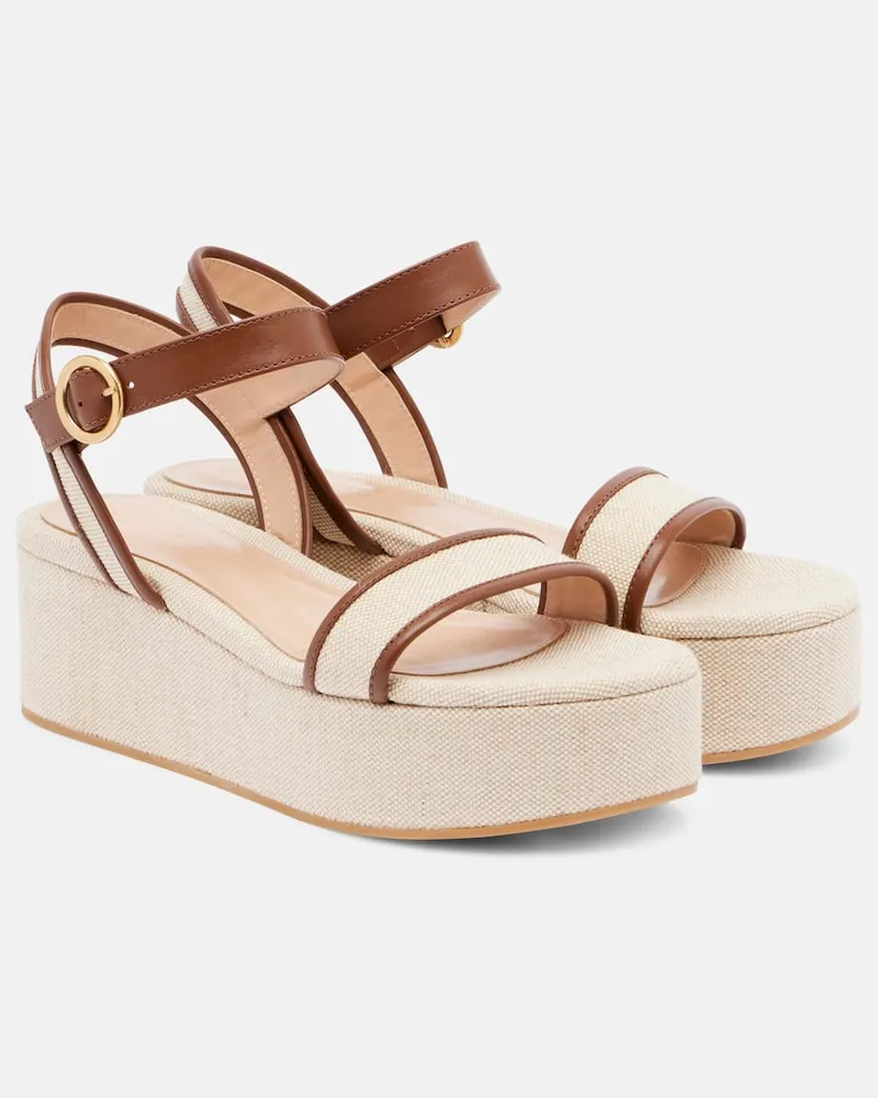 Gianvito Rossi Sandalen aus Canvas mit Leder Braun