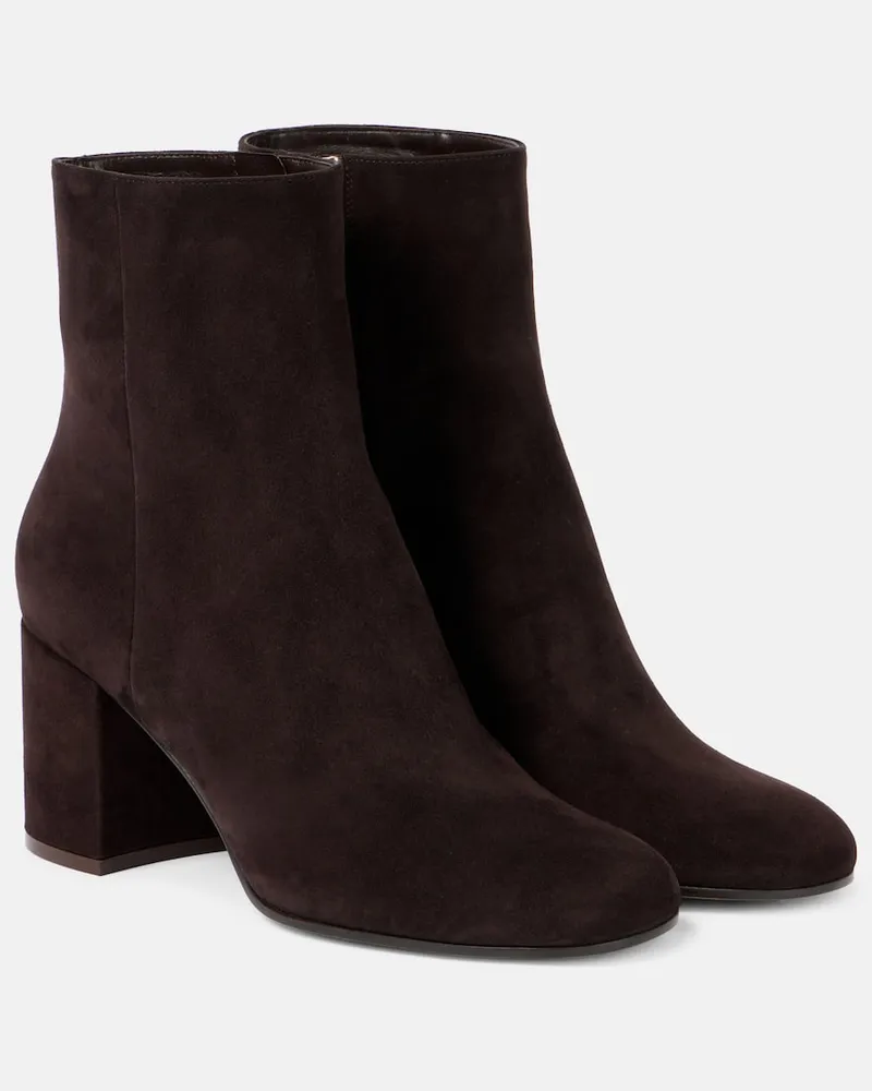 Gianvito Rossi Ankle Boots Joelle 70 aus Veloursleder Braun