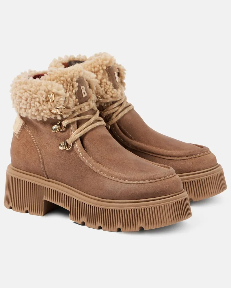 Bogner Schnürstiefel Turin aus Veloursleder mit Shearling Beige