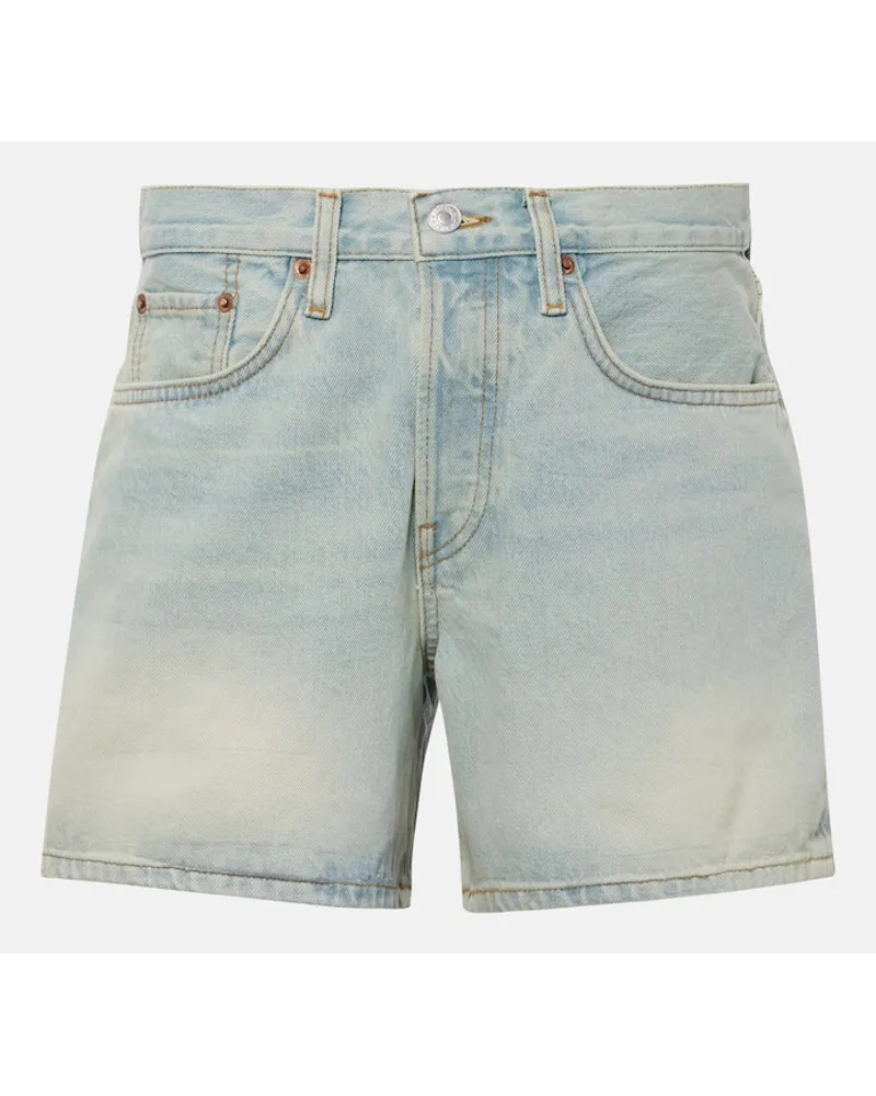 RE/DONE Mid-Rise Jeansshorts Blau