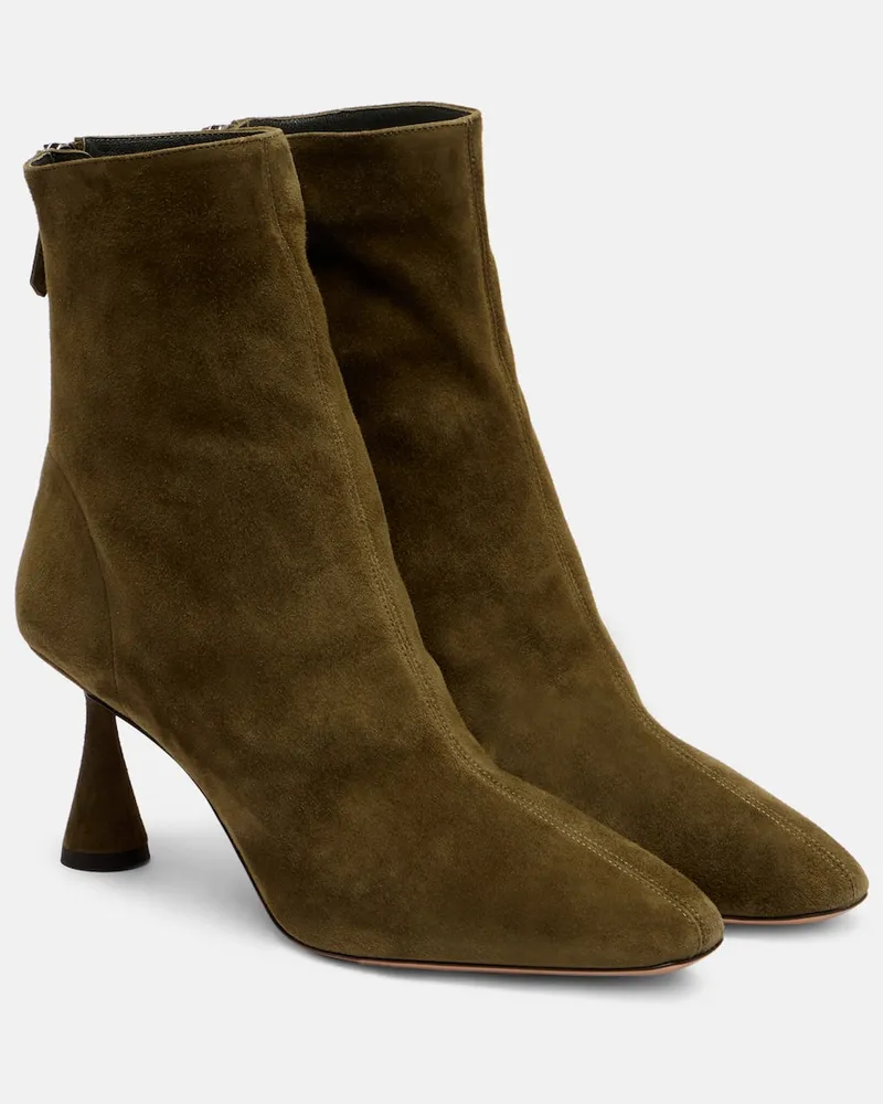 Aquazzura Ankle Boots Amore 75 aus Veloursleder Grün