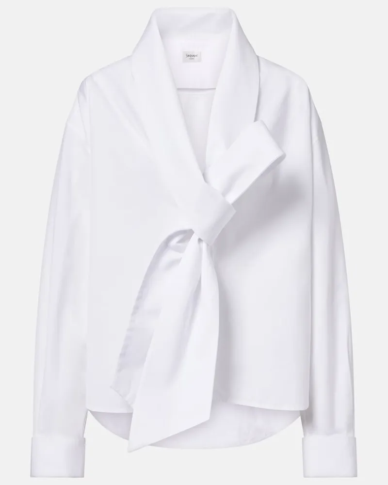 Saint Laurent Bluse aus Baumwollpopeline Weiß
