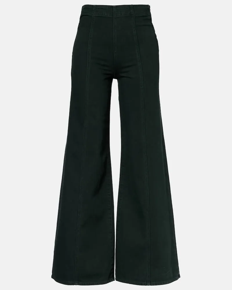 Ulla Johnson Weite High-Rise-Hose Bianca aus Baumwolle Grün