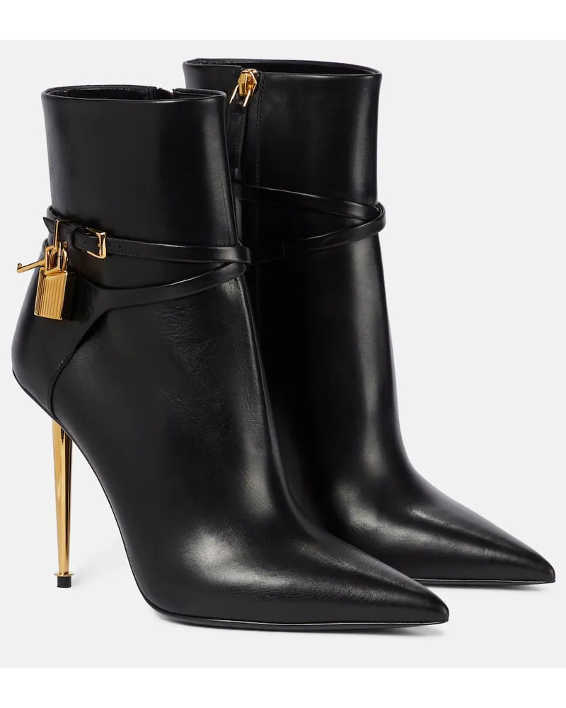 Tom Ford Ankle Boots Padlock aus Leder Schwarz