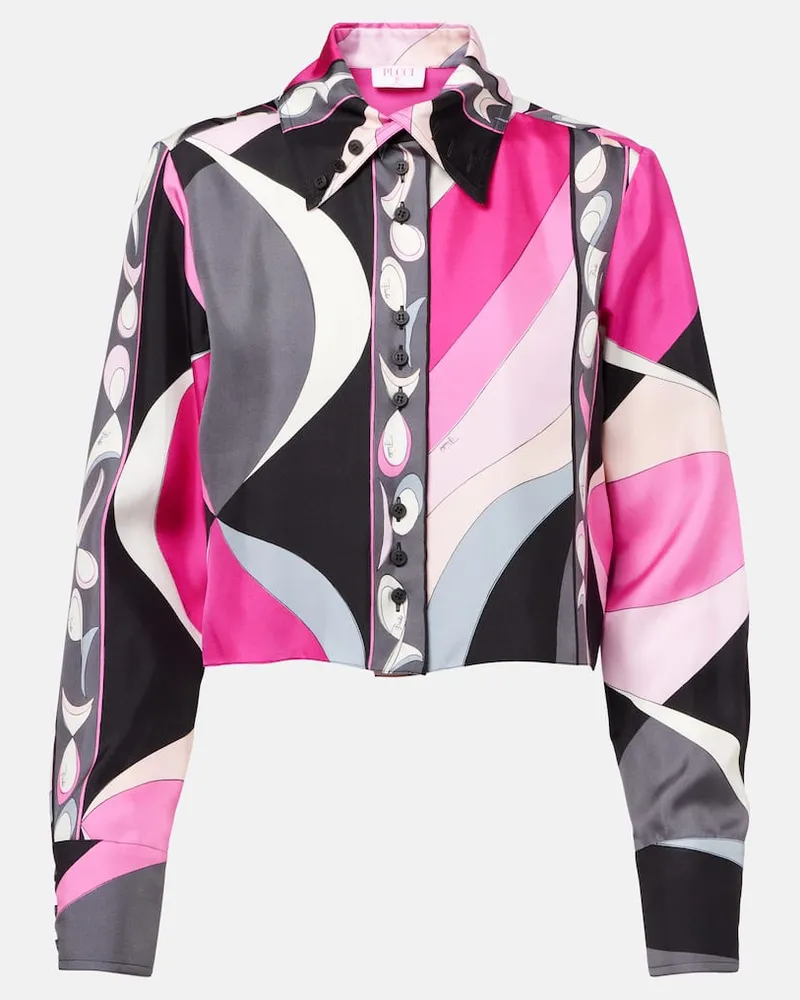 Emilio Pucci Hemd Pesci aus Seiden-Twill Multicolor