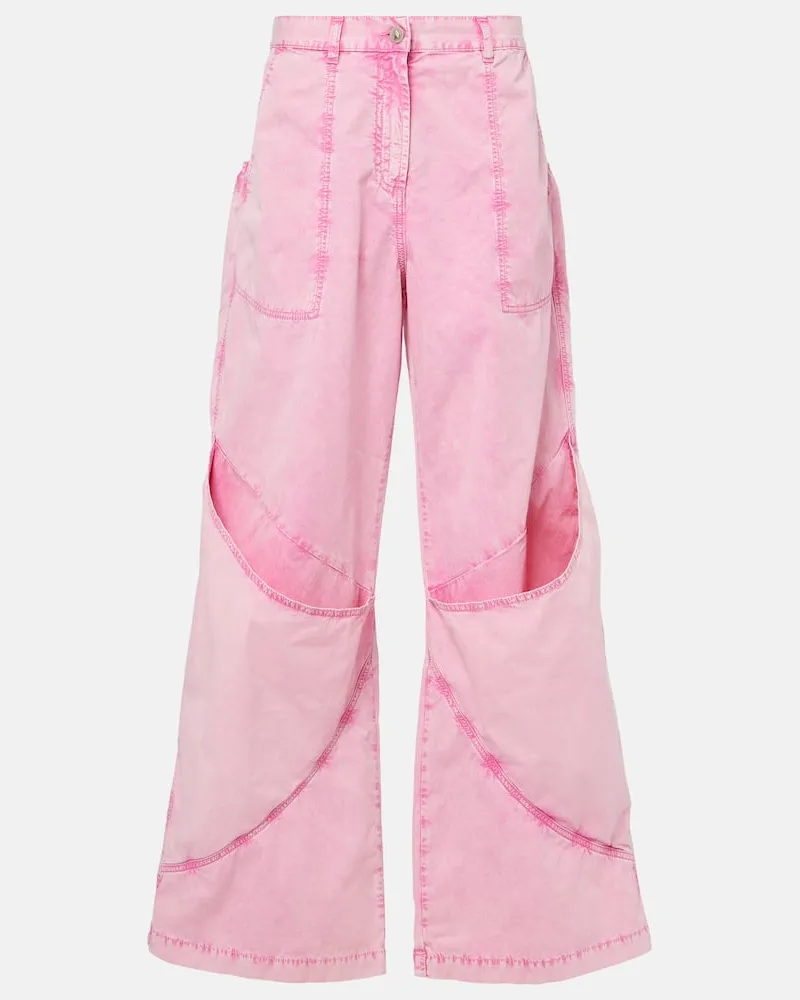 ATTICO Weite Mid-Rise-Hose aus Baumwoll-Canvas Pink