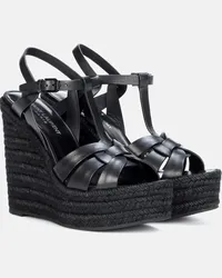 Saint Laurent Wedge-Sandalen Tribute 130 aus Leder Schwarz