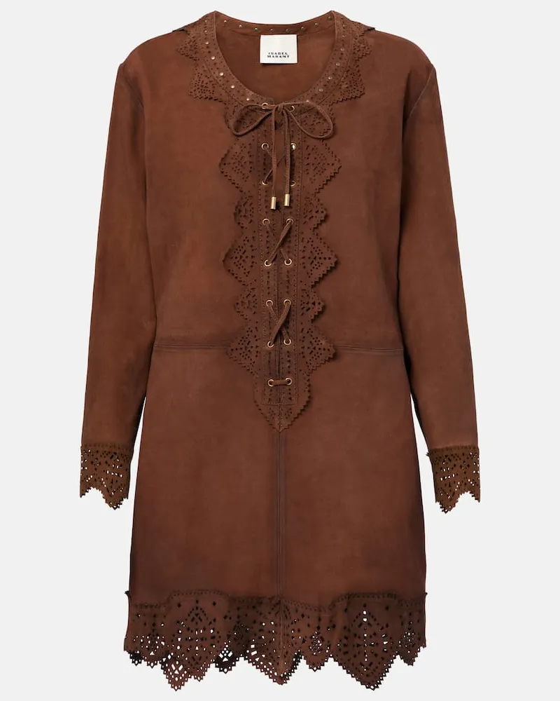 Isabel Marant Minikleid Charlina aus Veloursleder Braun
