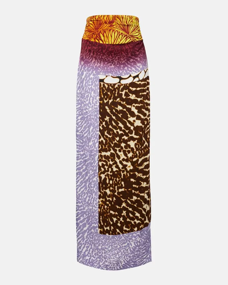 Dries van Noten Bedruckter Midirock aus Seide Multicolor