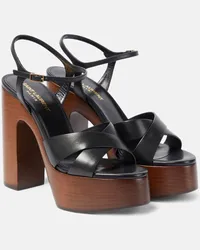 Saint Laurent Plateausandalen Bianca 85 aus Leder Schwarz