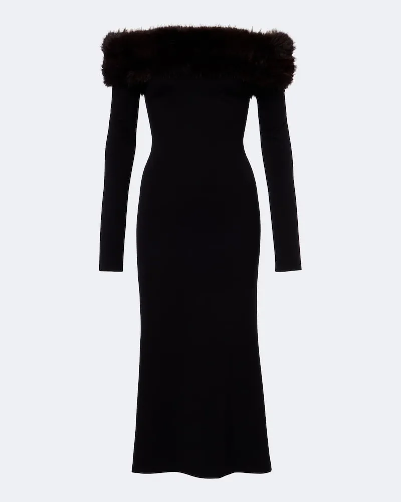 David Koma Off-Shoulder Midikleid Schwarz