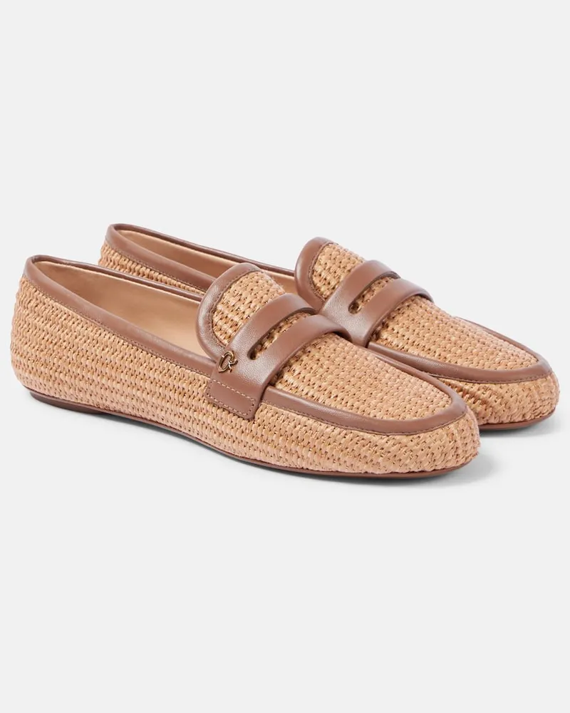 Gianvito Rossi Loafers aus Raffiabast mit Leder Braun