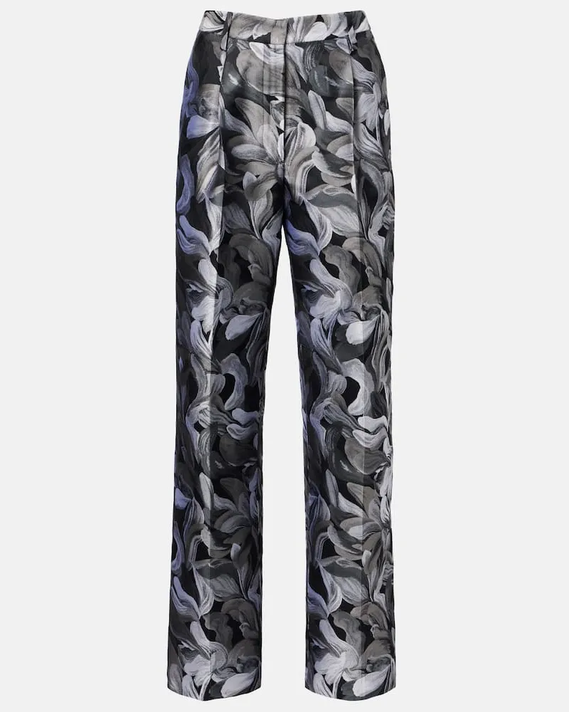 Dries van Noten Gerade High-Rise-Hose aus Jacquard Multicolor