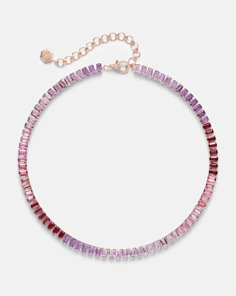 SHAY Halskette Ombre Eternity aus 18kt Roségold mit Saphiren Multicolor