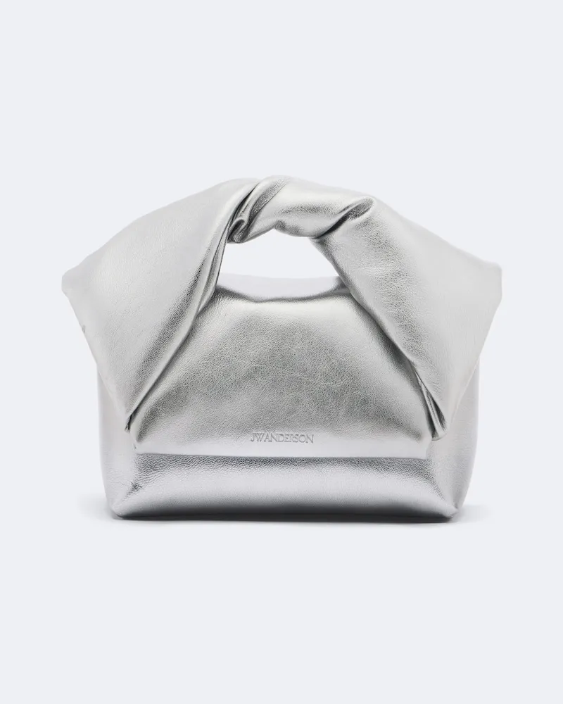 J.W.Anderson Henkeltasche Twister Small aus Metallic-Leder Silber