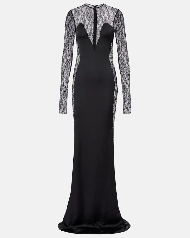 The New Arrivals Ilkyaz Ozel Robe aus Seidenspitze Schwarz